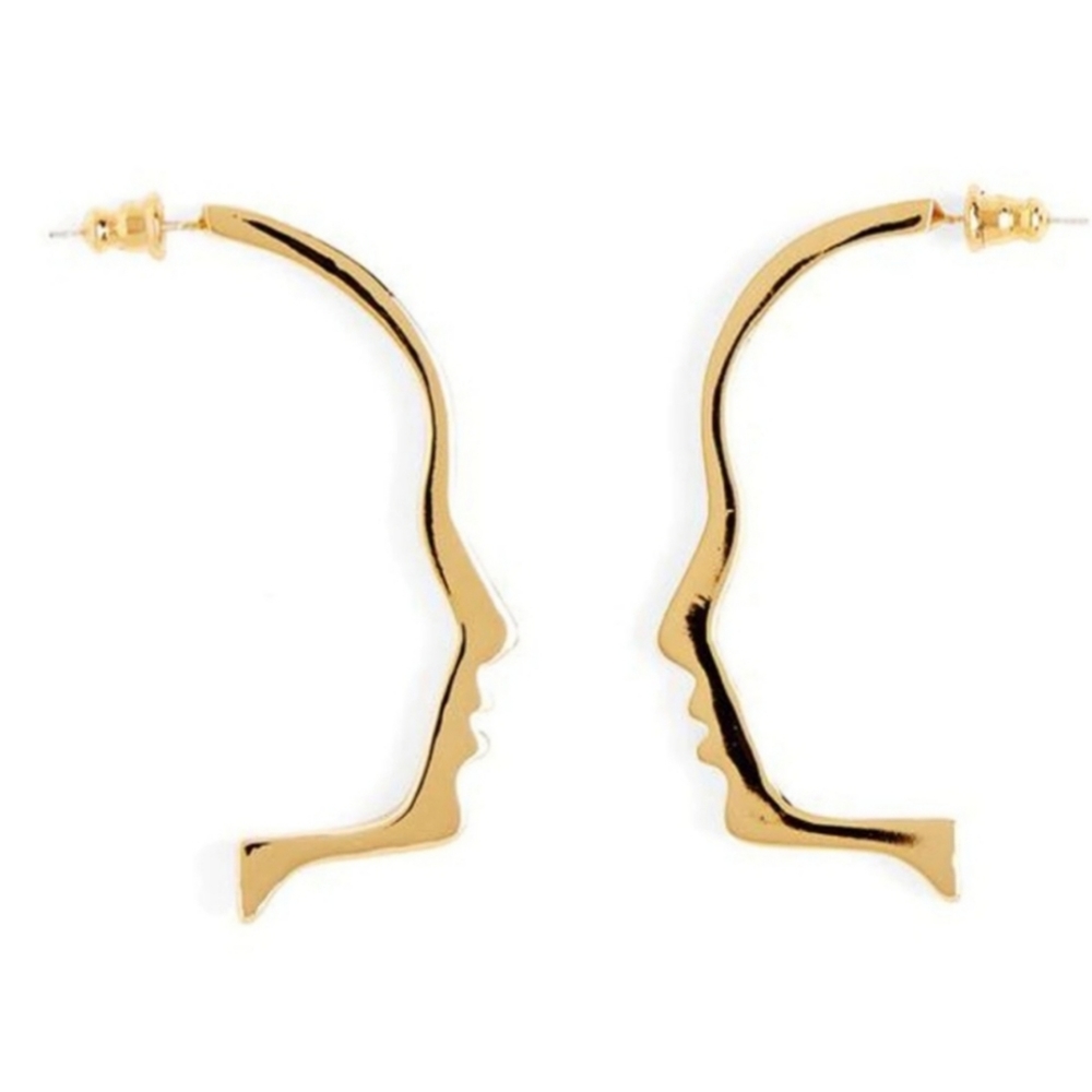 The Zinnia Gold Face Art Earrings